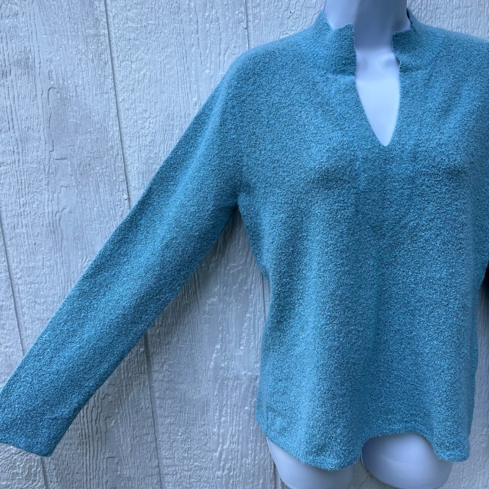 Sigrid Olsen Sport Women’s Blue Knit Pullover V-Neck Long Sleeve Sweater M - Picture 2 of 7